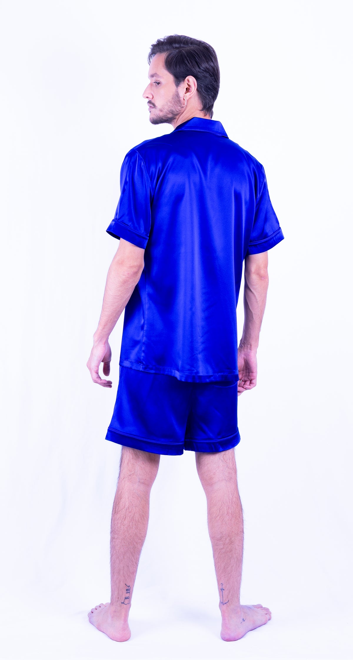 Pyjama homme en soie – Chemise manches courtes & short